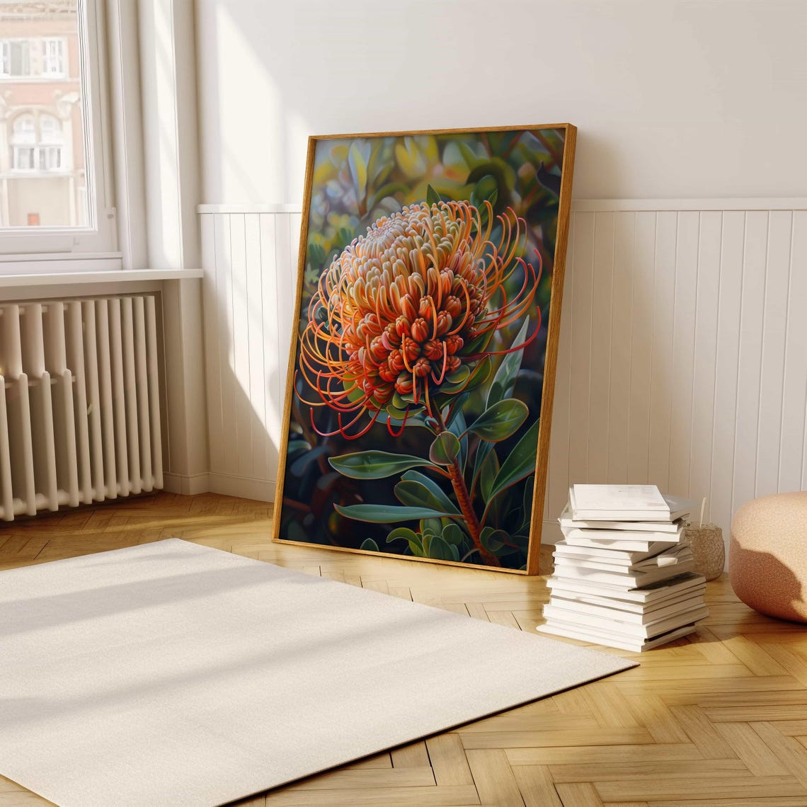 Orange Pincushion Protea Realistic Close Up Botanical Poster - Image 5