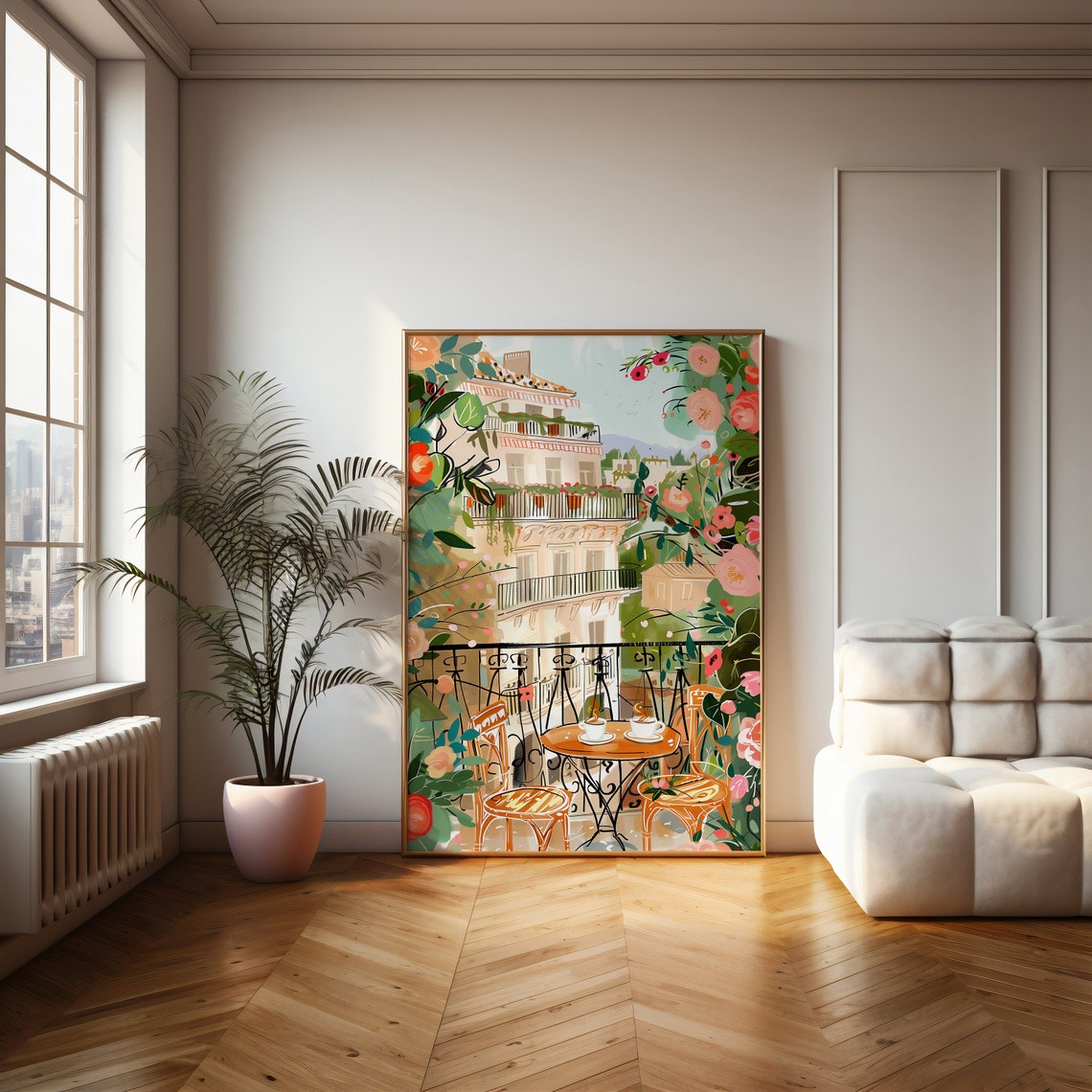 Charming Sunny French Terrace With Flowers And Coffee For Two Poster - Image 2