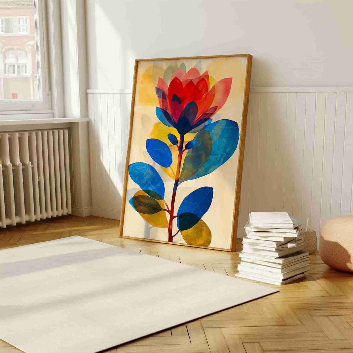 Vibrant Floral Abstract Art Poster Modern Botanical Decor With Bold Colors And Layered Textures Perfect For Home Aesthetics - Image 4