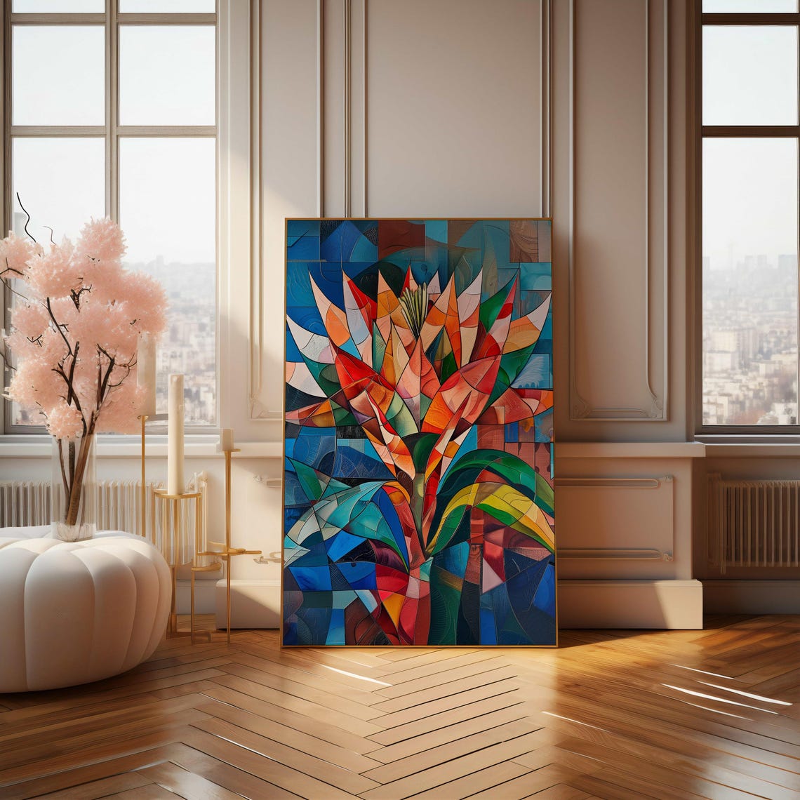 Vibrant Abstract Flower Poster Modern Geometric Art For Home Decor - Image 4