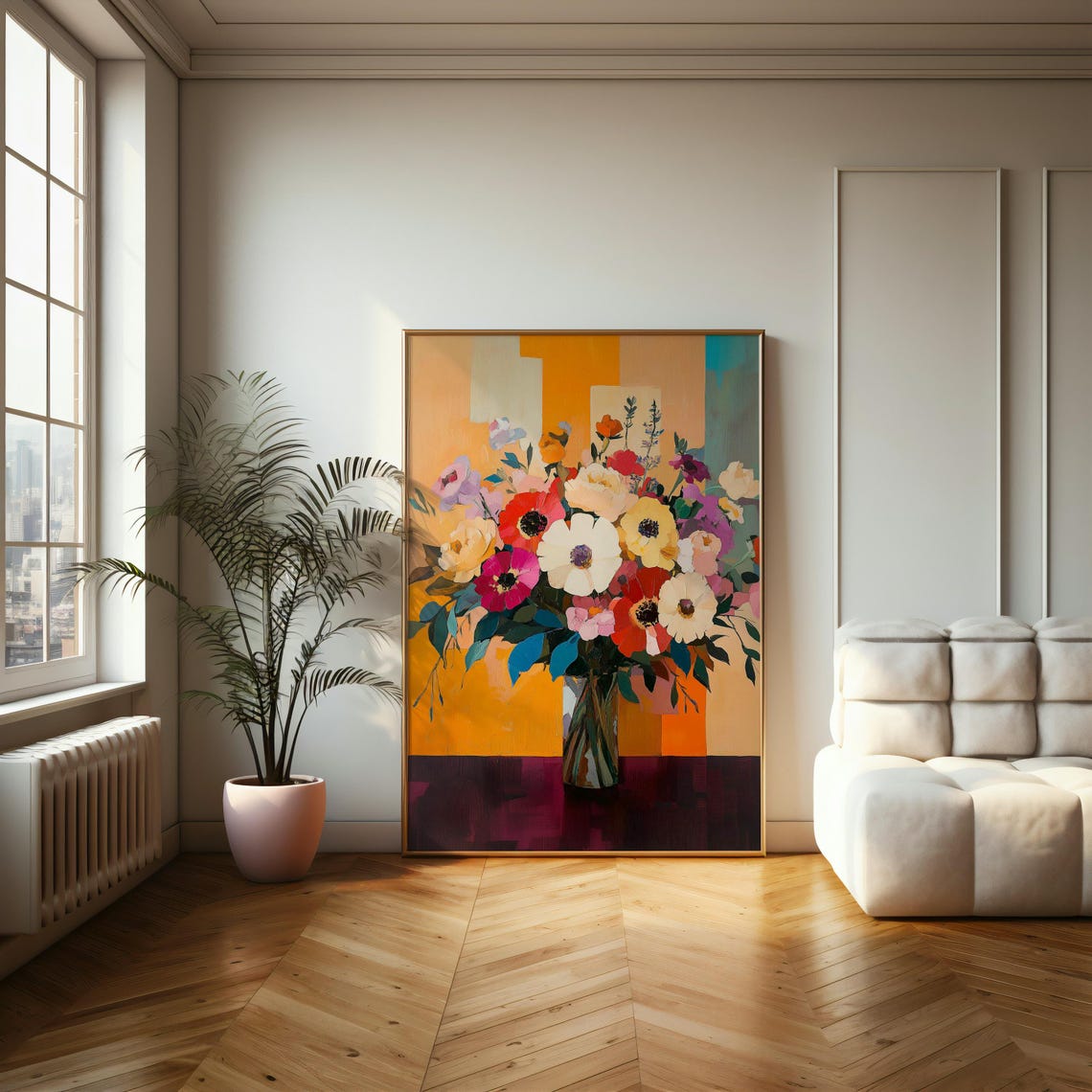 Vibrant Floral Abstract Poster Bold Colorful Flower Arrangement Art Print For Stylish Modern Home Decor - Image 2
