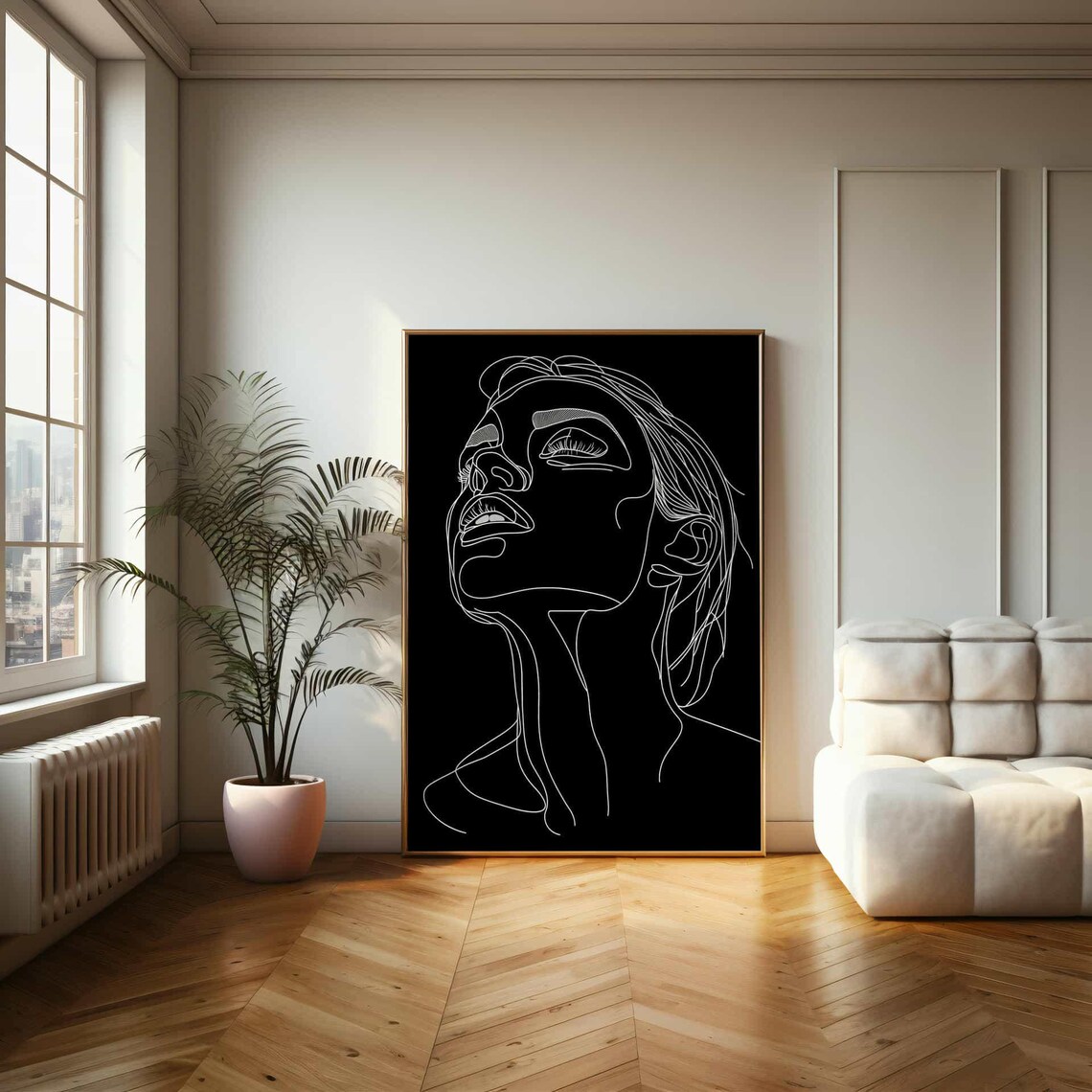 Contemporary Minimal Line Art Poster Elegant Face Outline For Home - Image 2