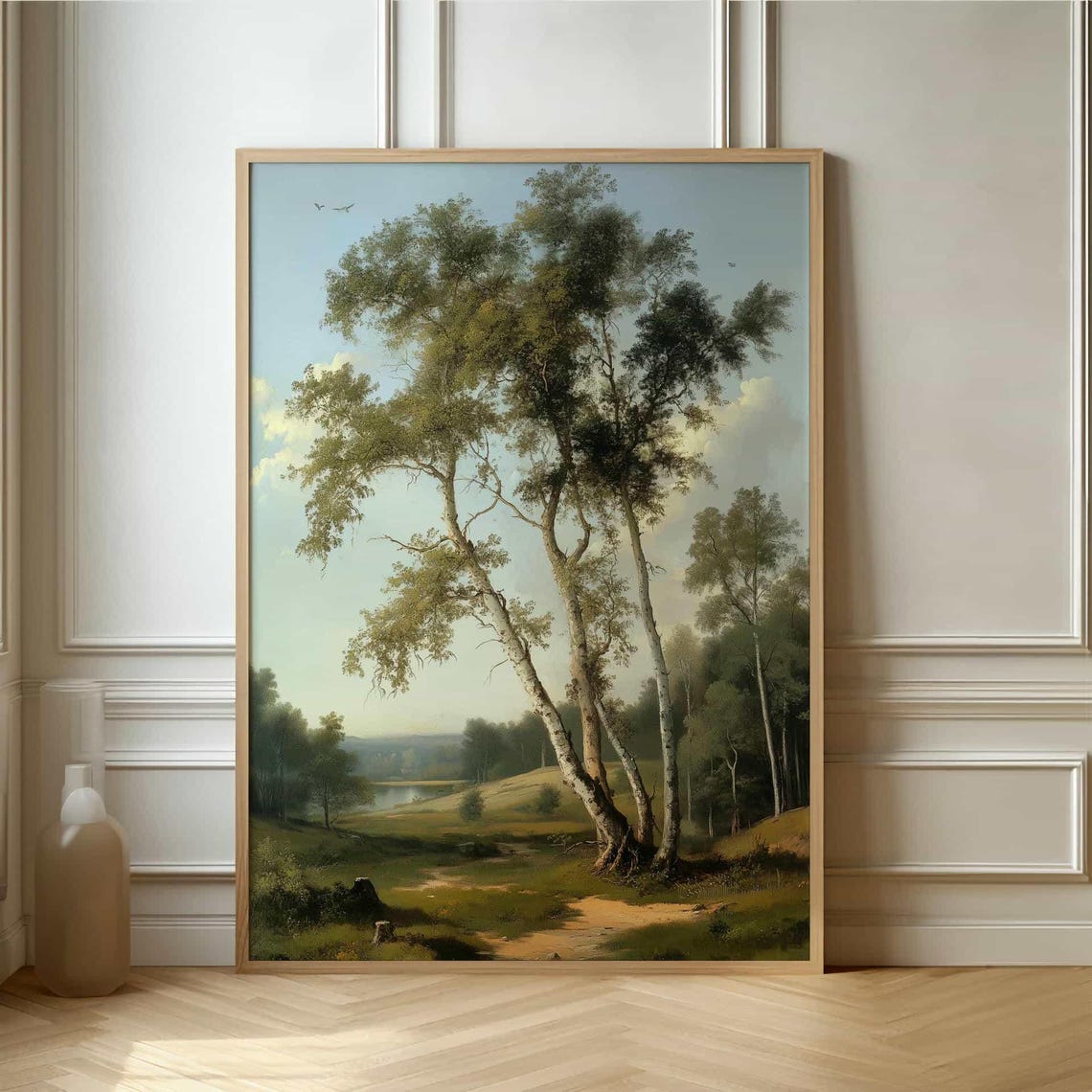 Birch Trees Summer Countryside Classic Oil Painting Scene Poster