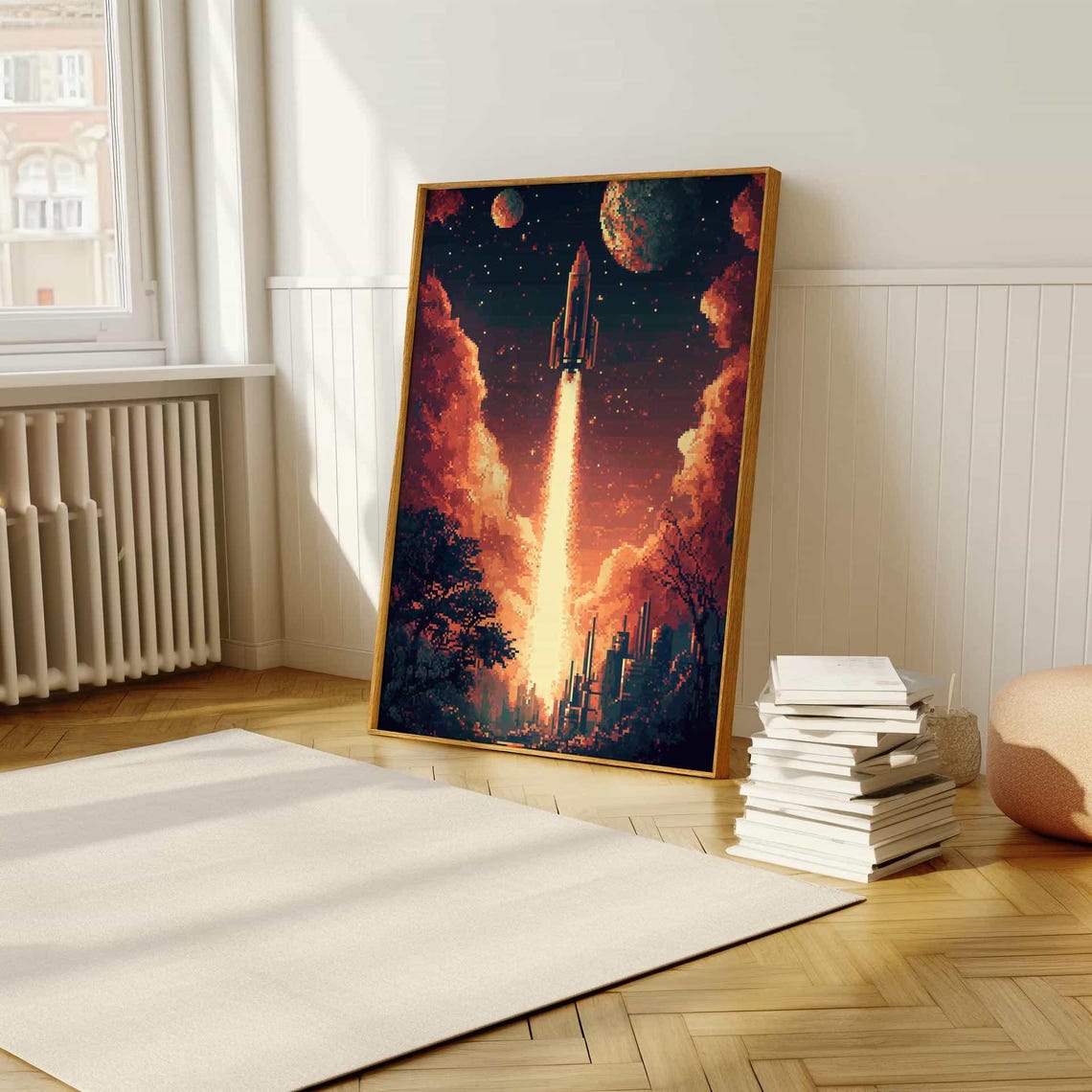 Pixel Art Rocket Launch into Space Retro Gaming Adventure Poster - Image 5