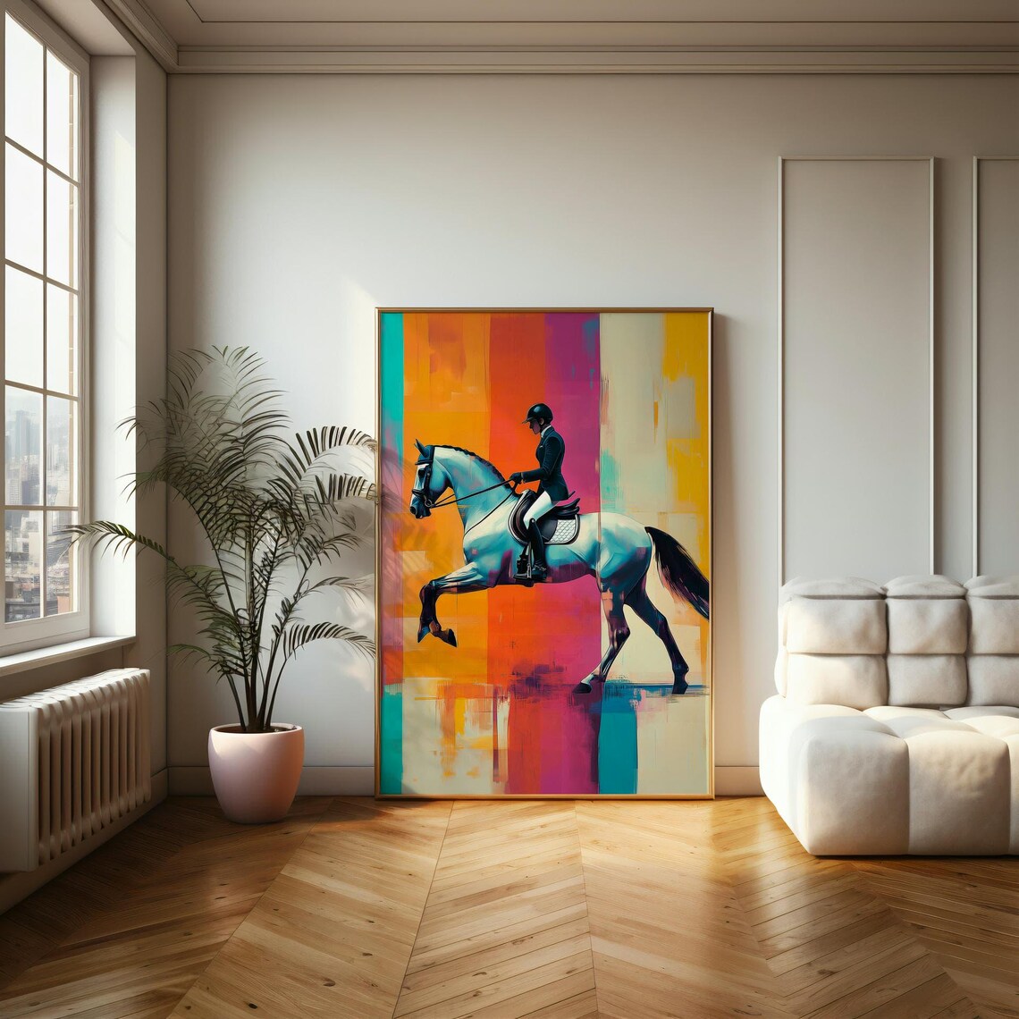 Dressage Rider on White Horse Bold Pop Art Equestrian Sport Poster - Image 2