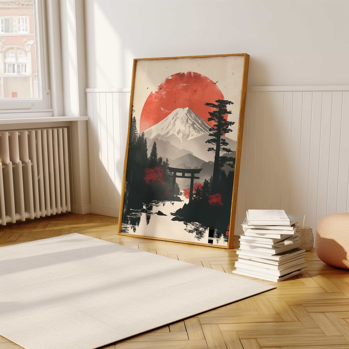 Mount Fuji With Torii Gate And Red Sun Japanese Style Art Poster - Image 5