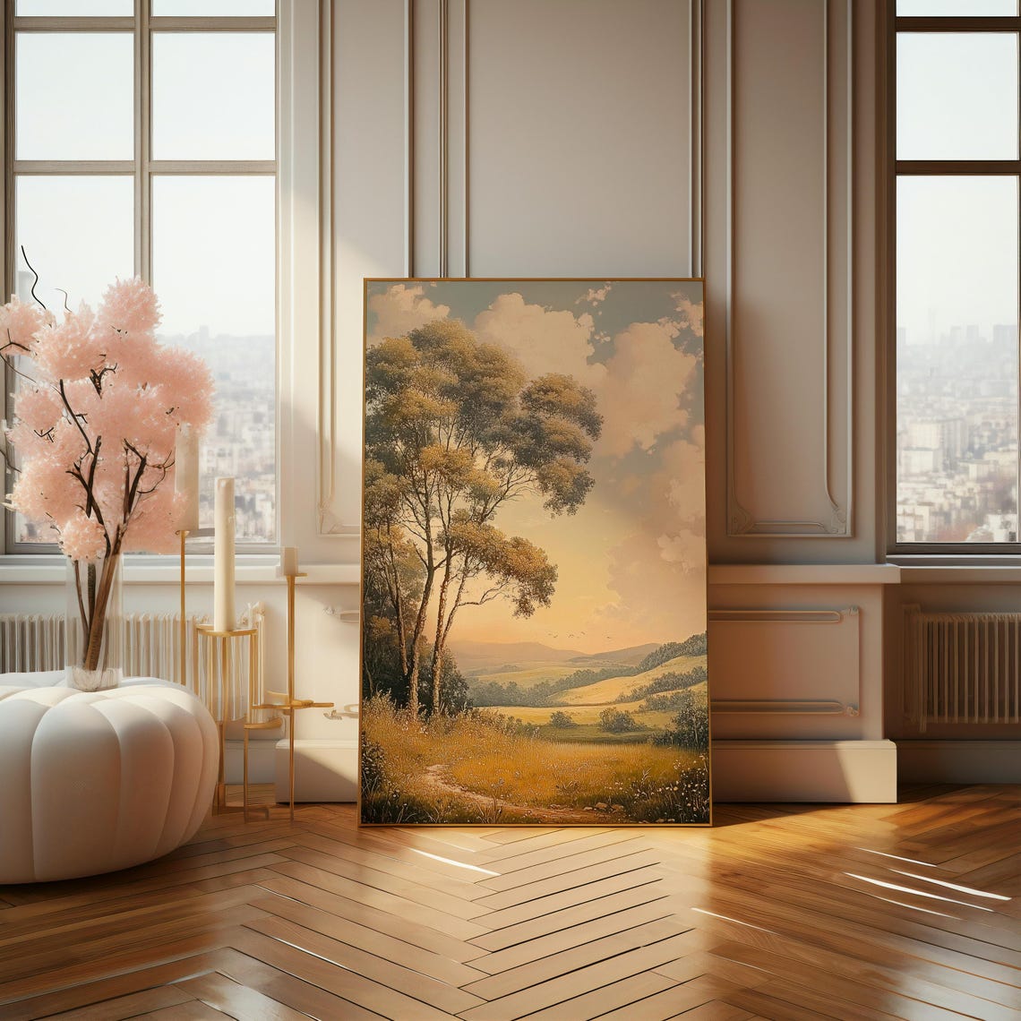 Golden Autumn Countryside With Majestic Oak Tree Landscape Poster - Image 4