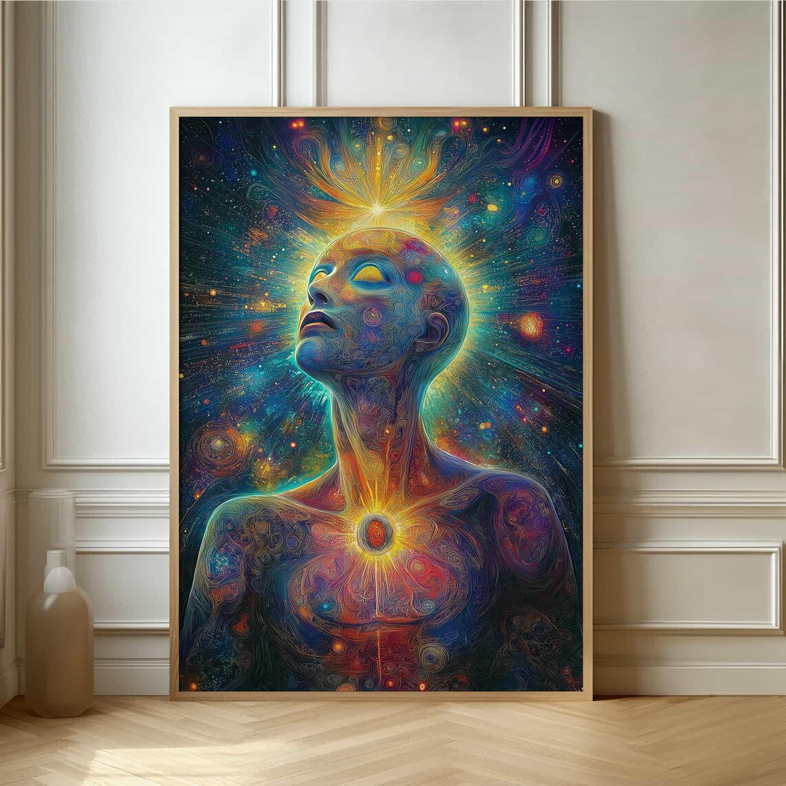 Cosmic Enlightened Figure Psychedelic Galaxy Spiritual Art Poster