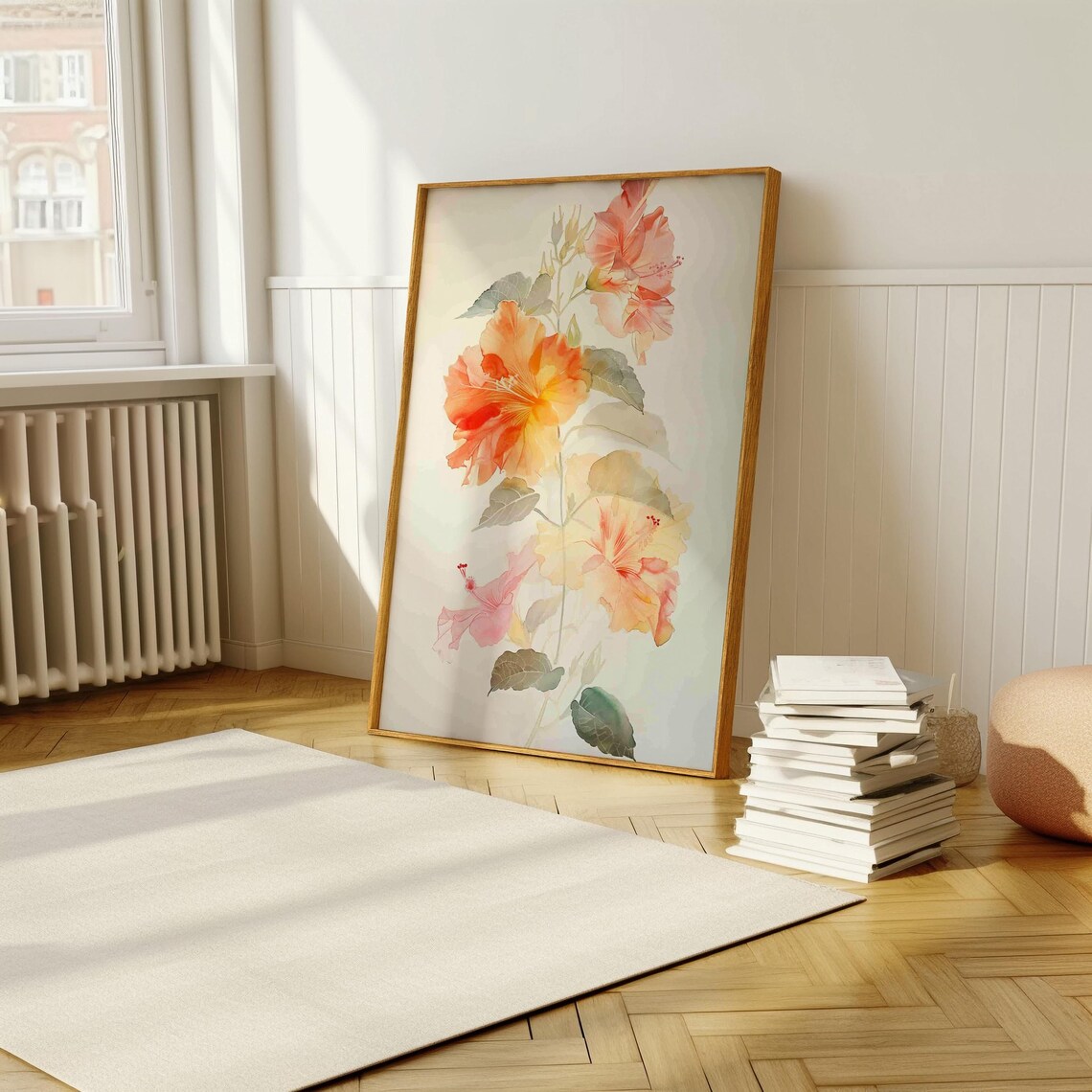 Hibiscus Blossoms Soft Watercolor Botanical Floral Art Poster - Image 5