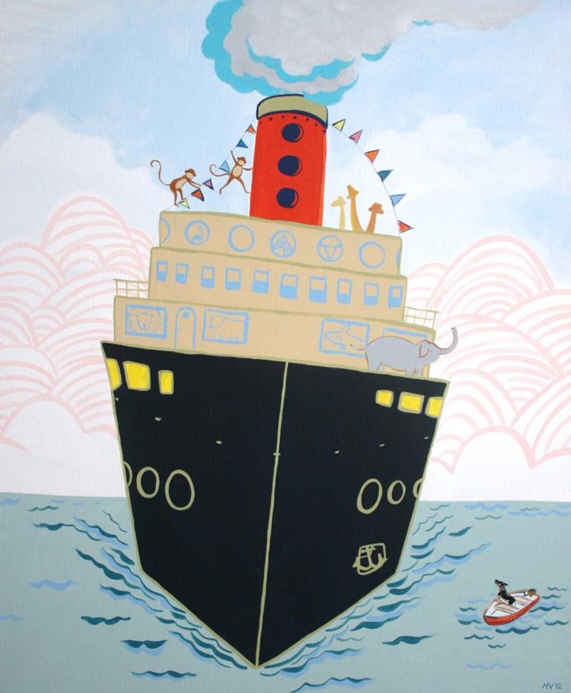 Harbor Zoo Boat Art Print, Ocean Housewares