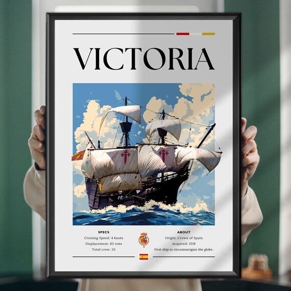 Victoria First Circumnavigation Historic Voyage Ship Art Poster