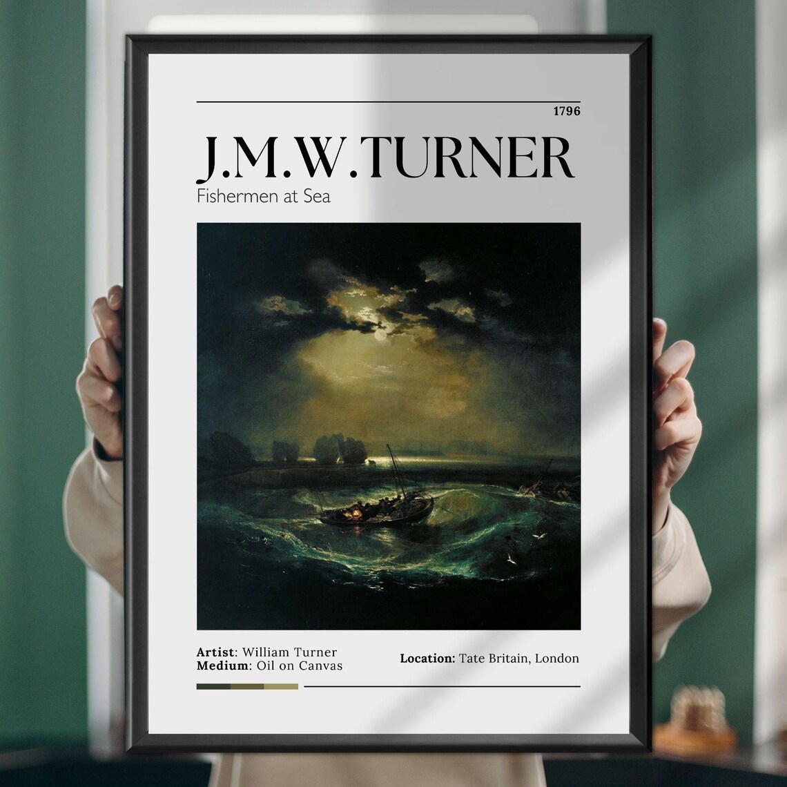 JMW Turner Fishermen at Sea 1796 Moonlit Seascape Art Poster