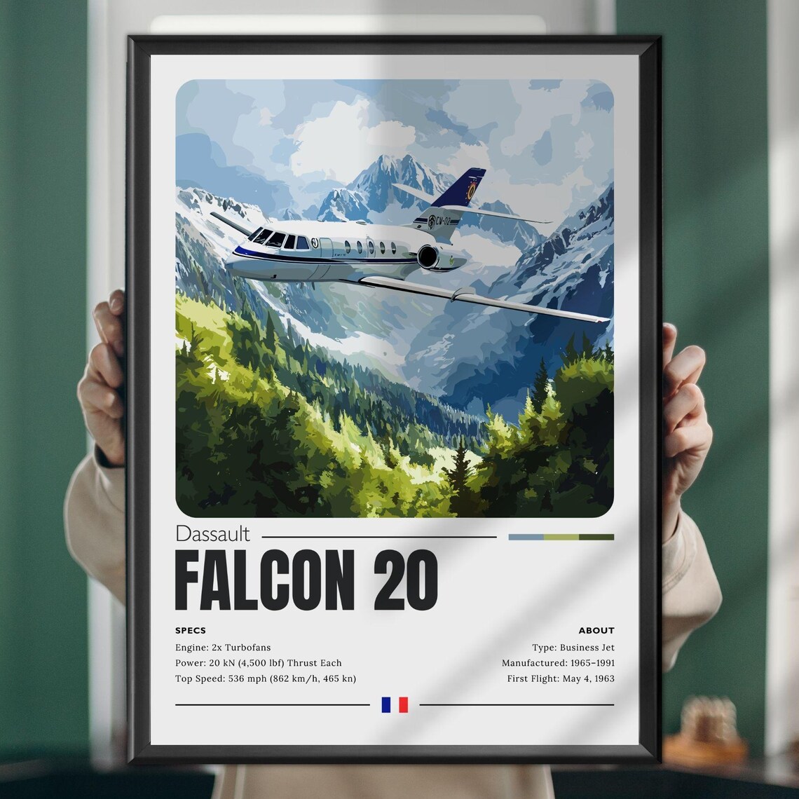 Dassault Falcon 20 Vintage Aviation Art Print