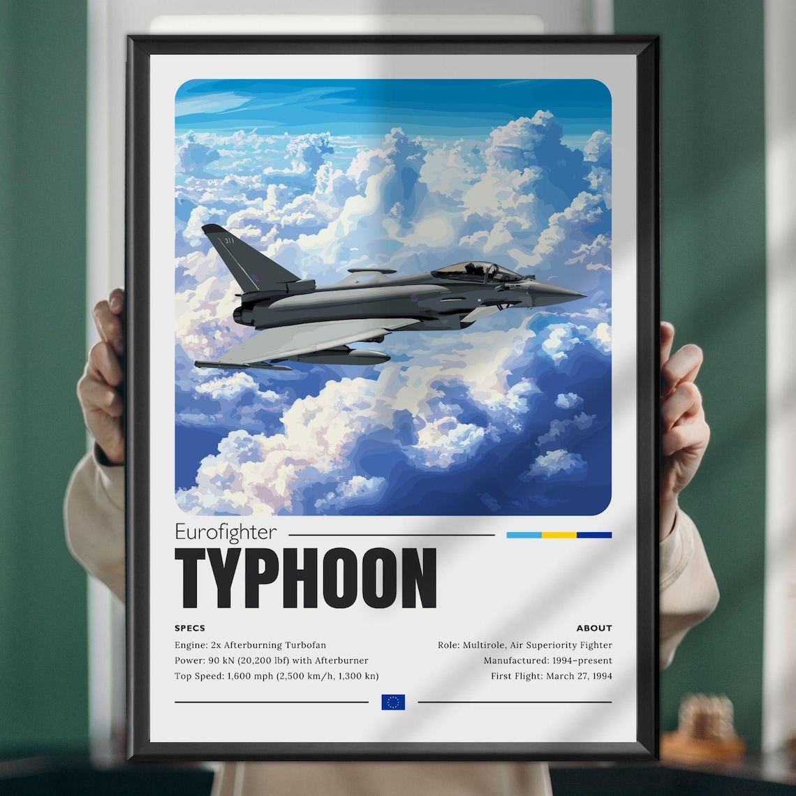 Eurofighter Typhoon Multirole Fighter Jet Military Aircraft Poster