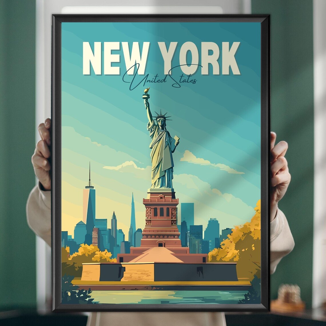 Statue of Liberty New York Poster, Travel Poster