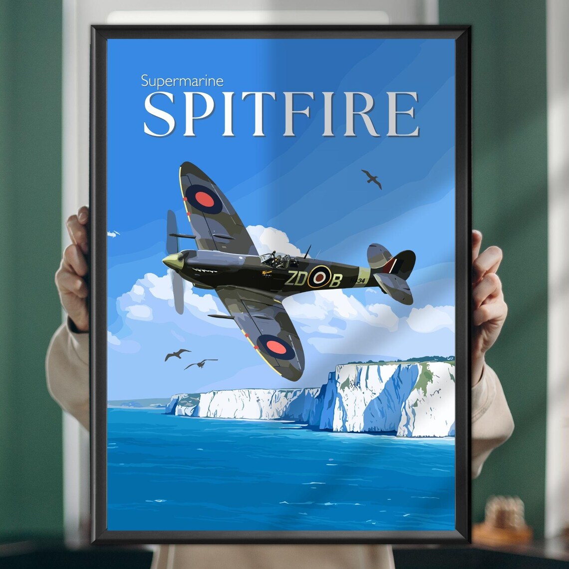 Spitfire Over Dover WWII RAF Aviation Art Print