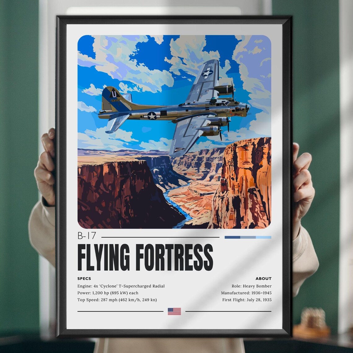 B17 Flying Fortress Vintage Aviation Art Print