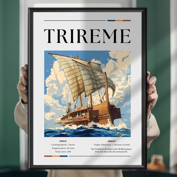 Ancient Trireme Mediterranean Warship History Spec Sheet Poster