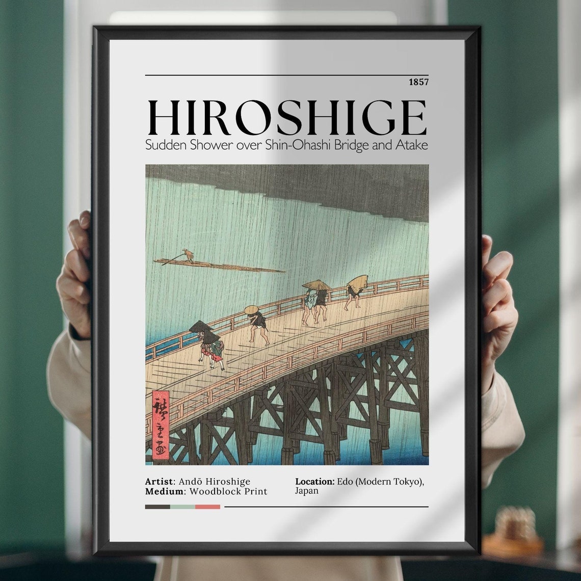 Hiroshige Sudden Shower over Shin-Ohashi Bridge Atake 1857 Poster