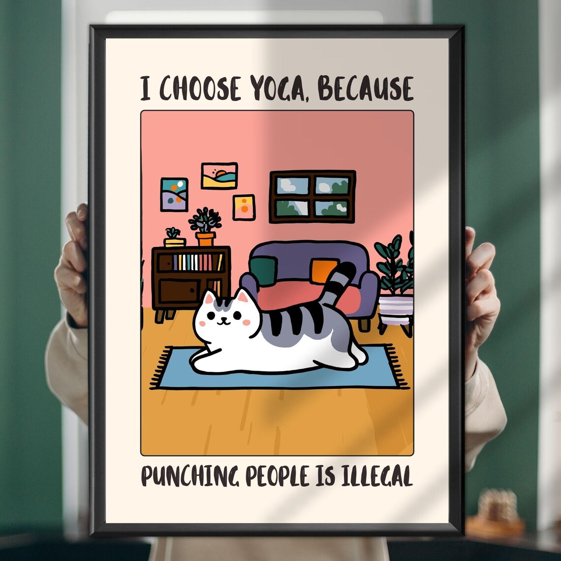 I Choose Yoga Cat Poster, Funny Quote Wall Art