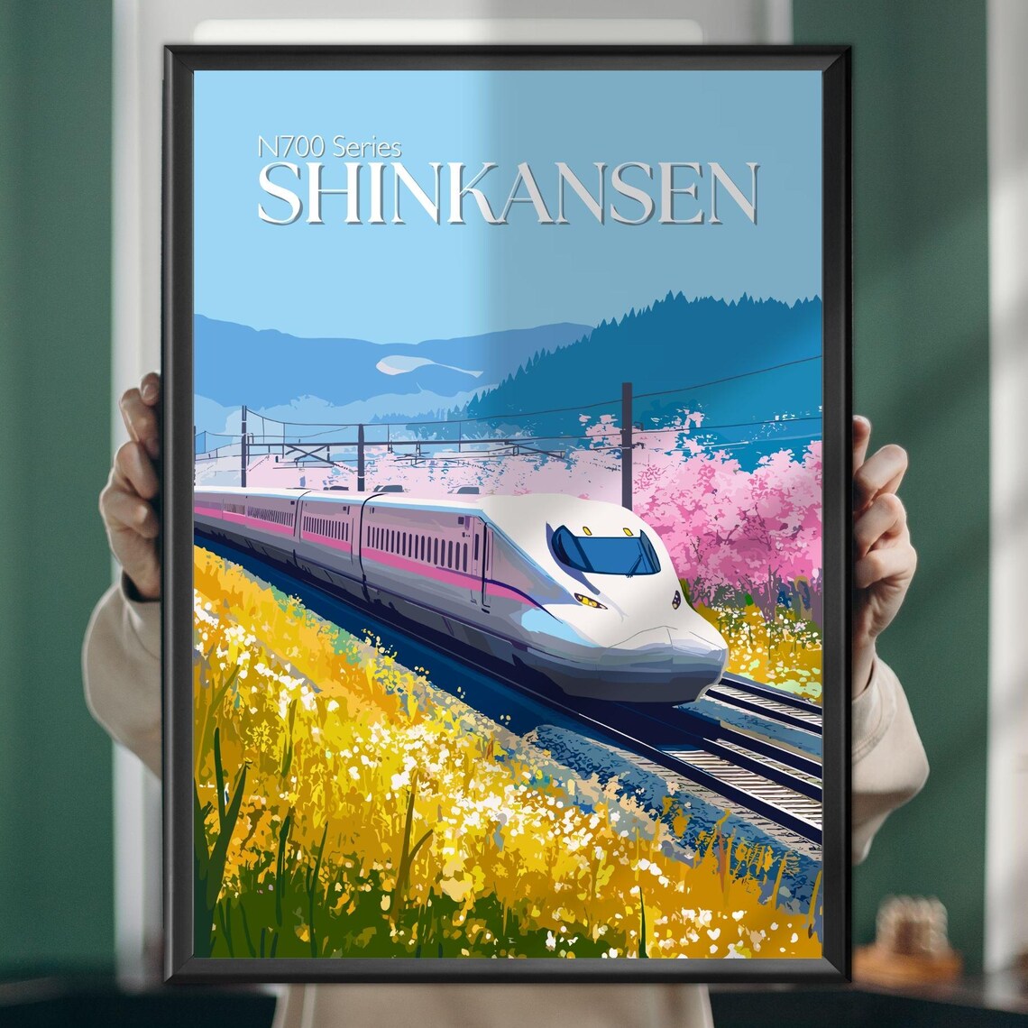 Shinkansen N700 Series Travel Poster, Railway Art Print