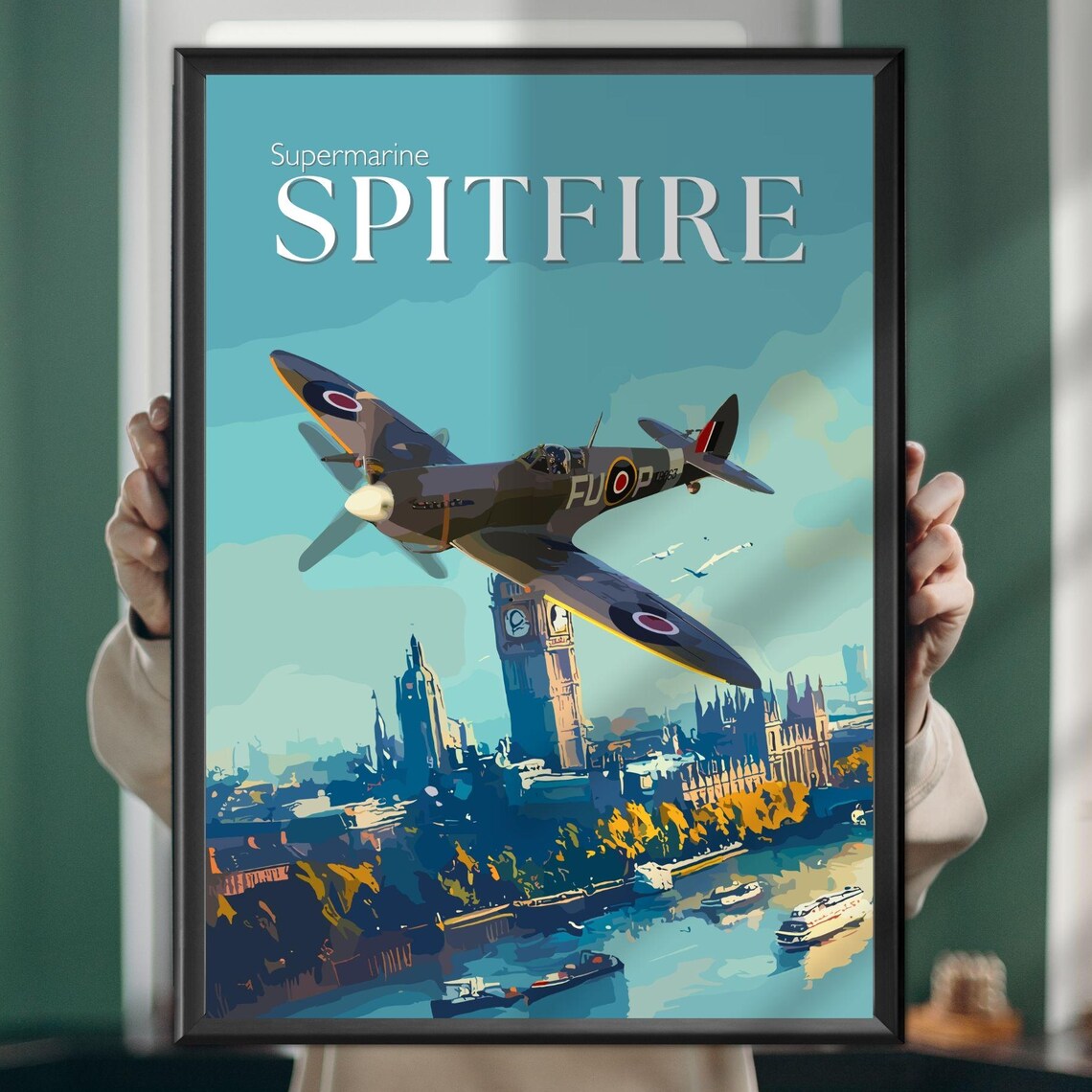 Spitfire Over London WWII Aviation Art Print