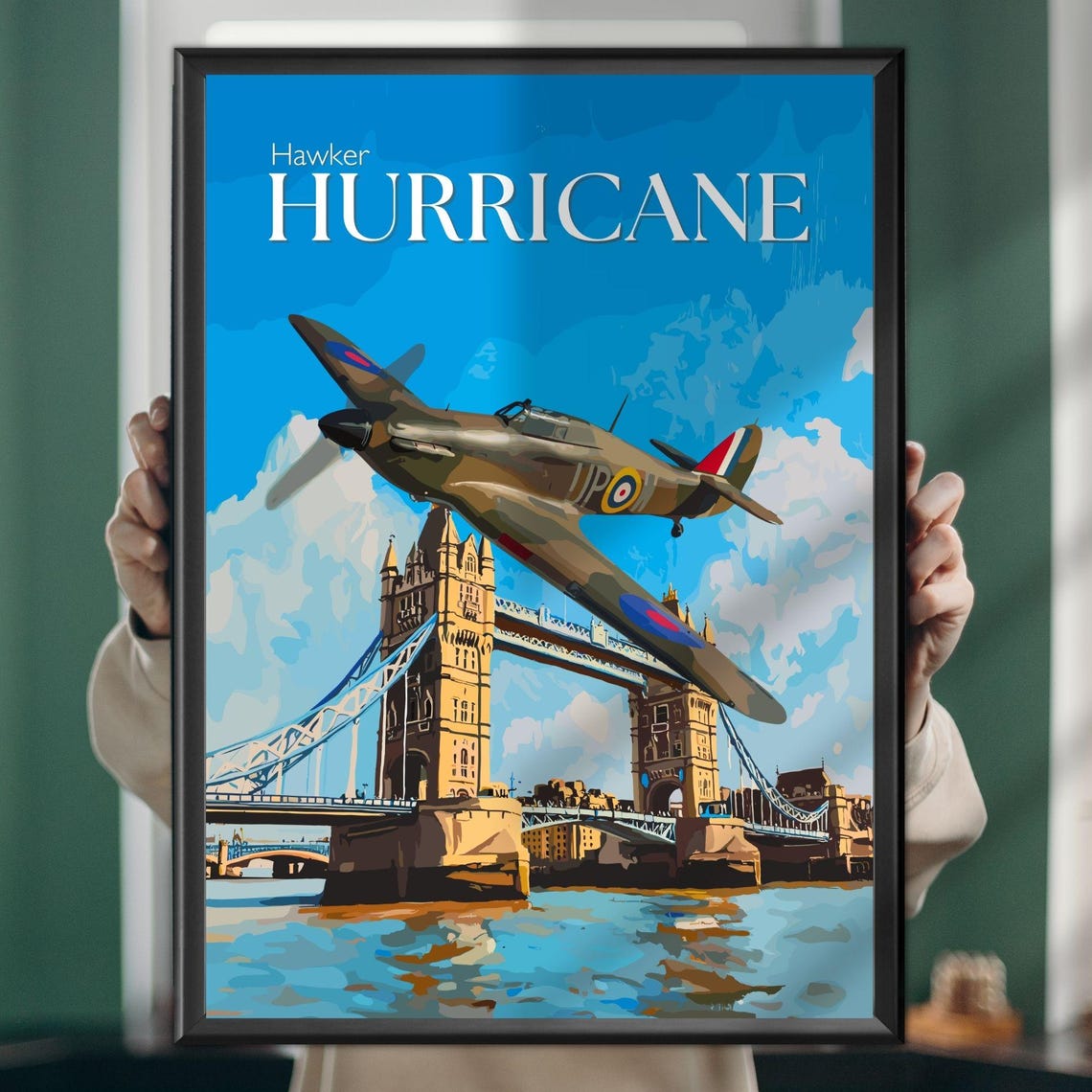 Hawker Hurricane Over Tower Bridge London Aviation Art Poster