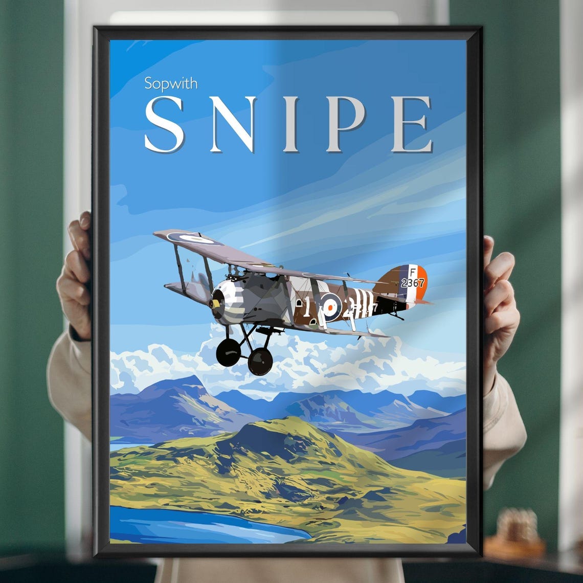 Sopwith Snipe Biplane Over Scottish Highlands Vintage Aircraft Poster