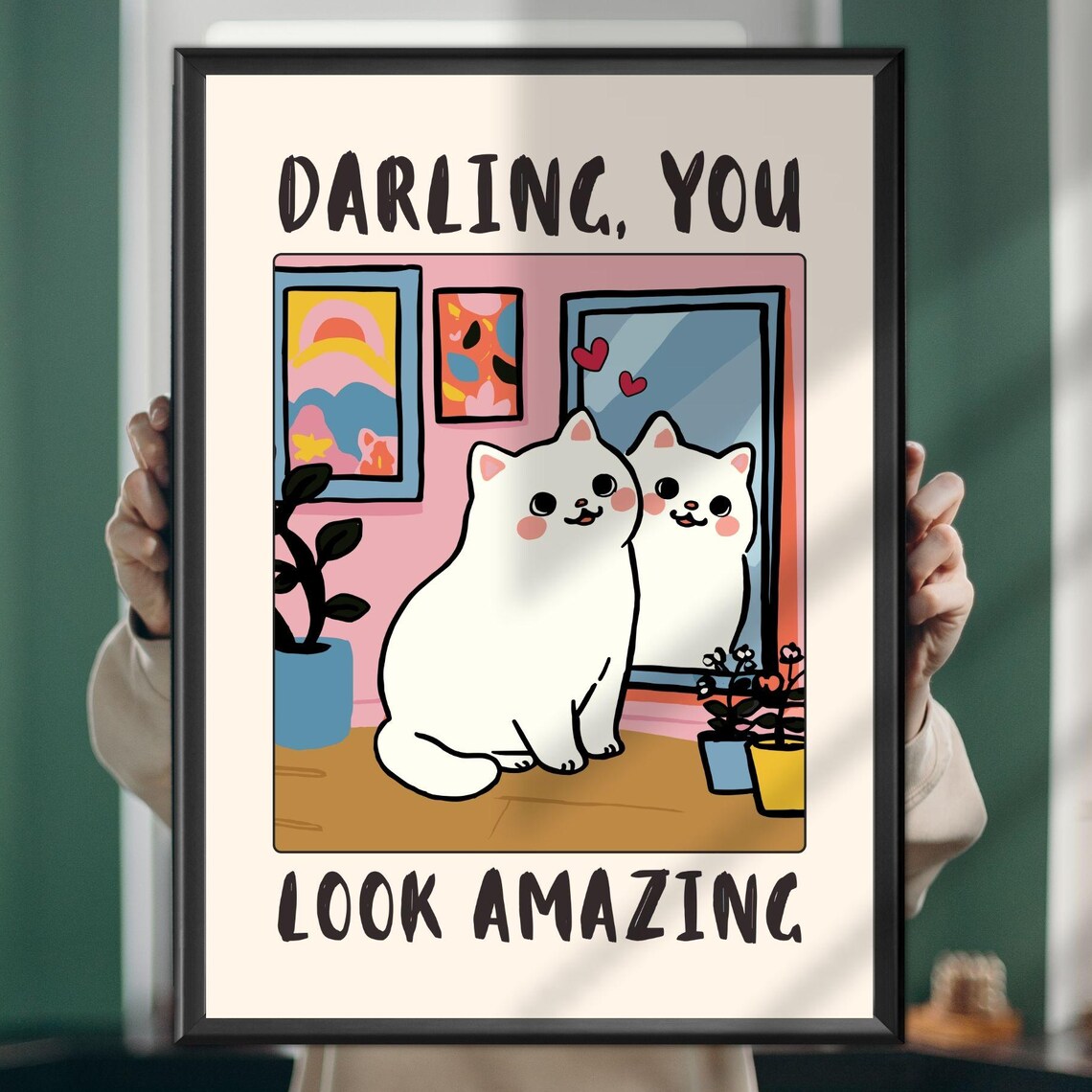 Funny Cat Bathroom Wall Art, Sassy Kitty Poster