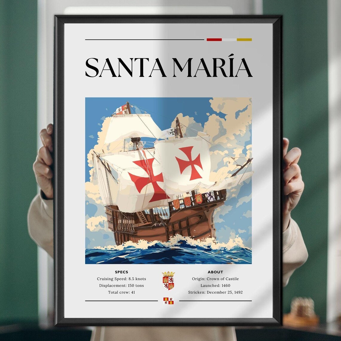 Santa Maria Columbus Flagship 1492 Historic Voyage Ship Poster