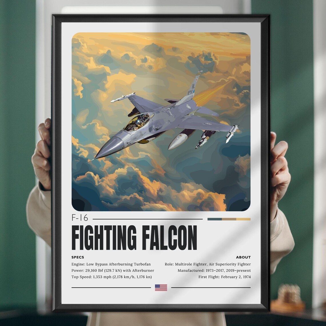 F16 Fighting Falcon, Military Aviation Art Print