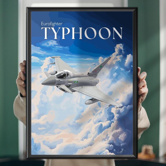 Eurofighter Typhoon Jet Fighter Clouds Military Aviation Poster