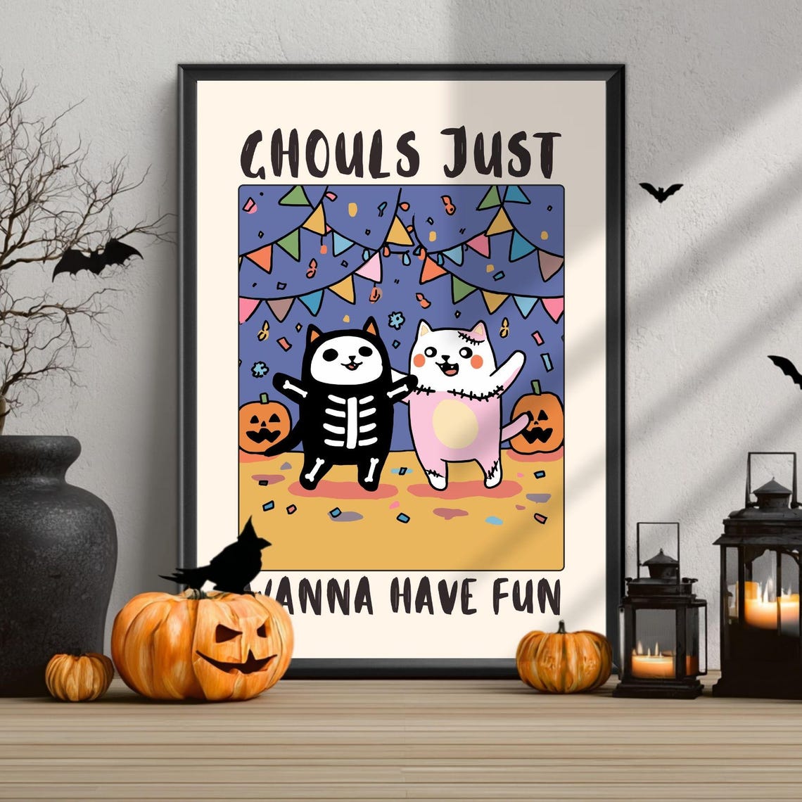Ghouls Just Wanna Have Fun Halloween Party Cats Funny Poster