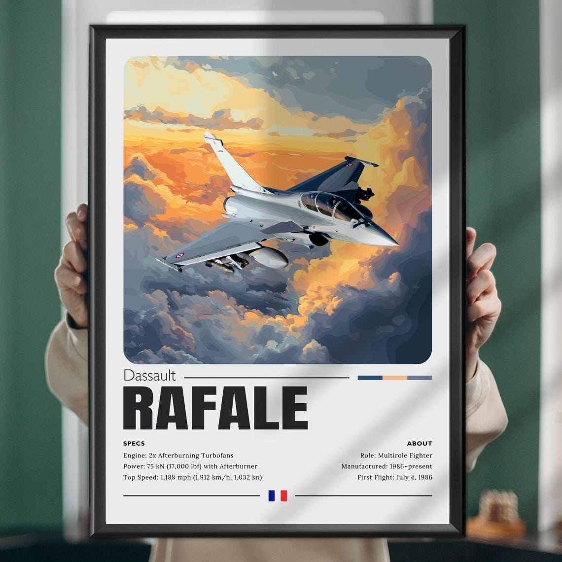 Dassault Rafale French Multirole Fighter Jet Sunset Clouds Poster