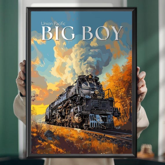 Big Boy Steam Locomotive Art Print, Railway Train