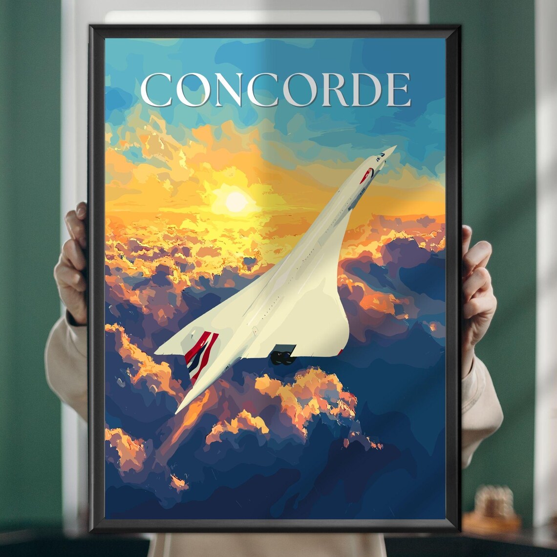Concorde Poster, Supersonic Jet Aviation Art Print