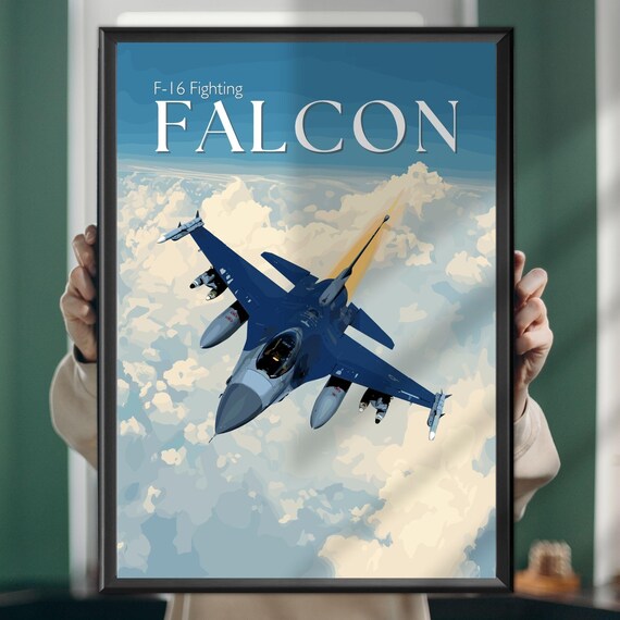 F-16 Fighting Falcon Fighter Jet Climbing Through Cloud Art Poster