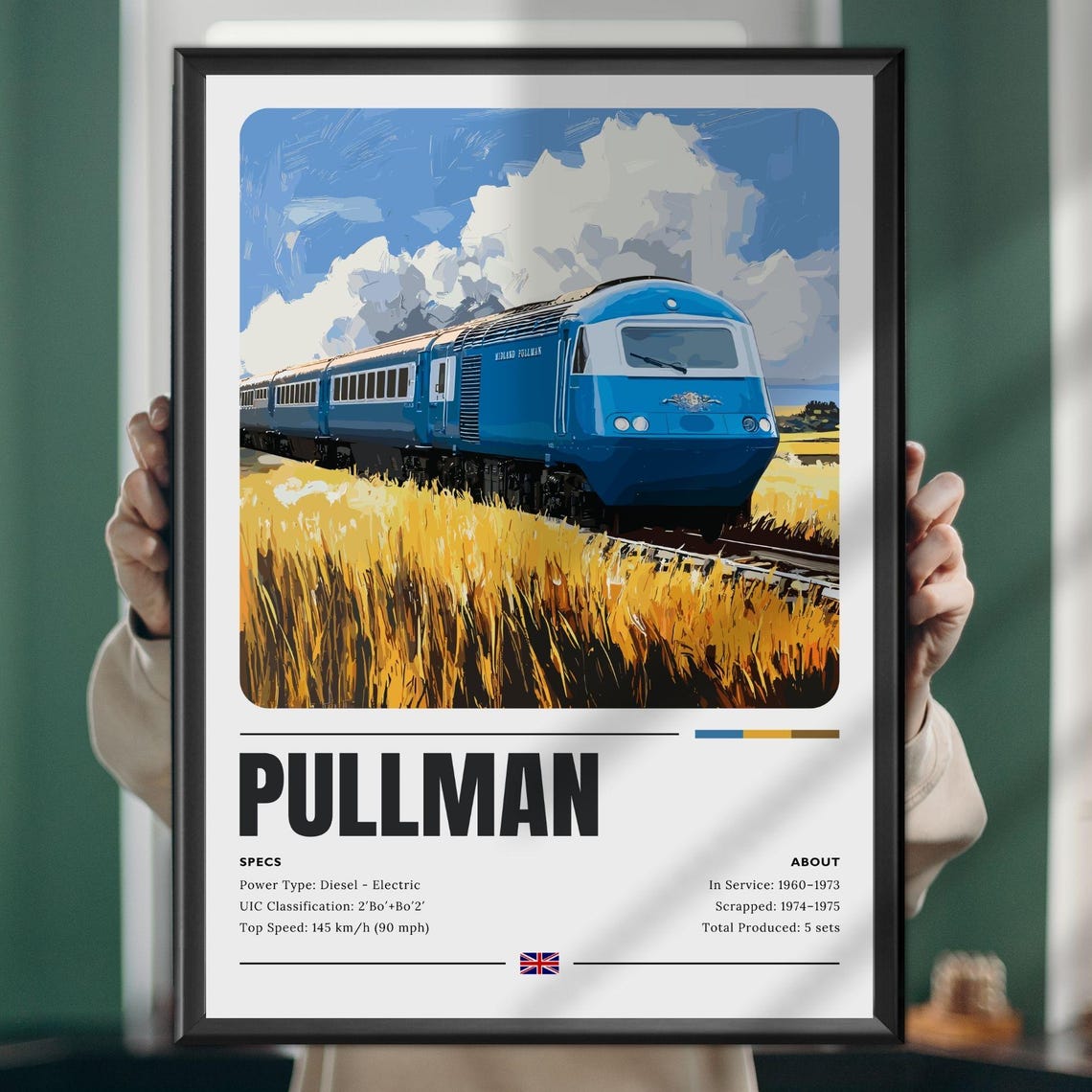 Pullman British Blue Train Midland Diesel Electric Railway Poster