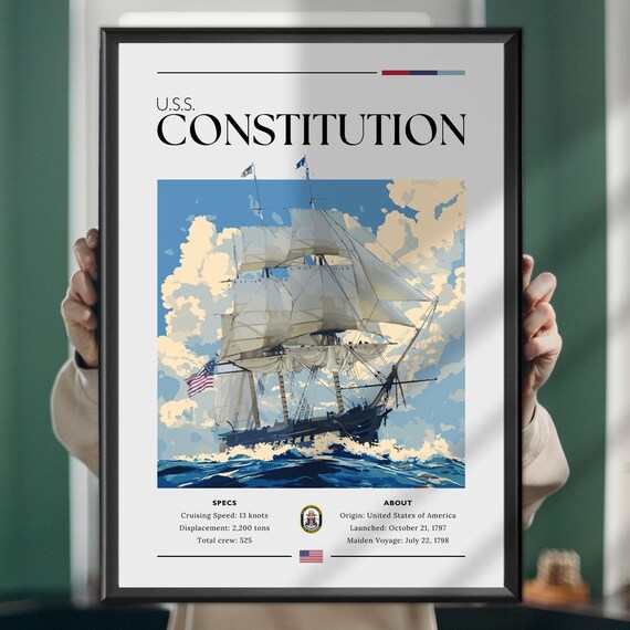 USS Constitution American Frigate Specs History Tall Ship Poster