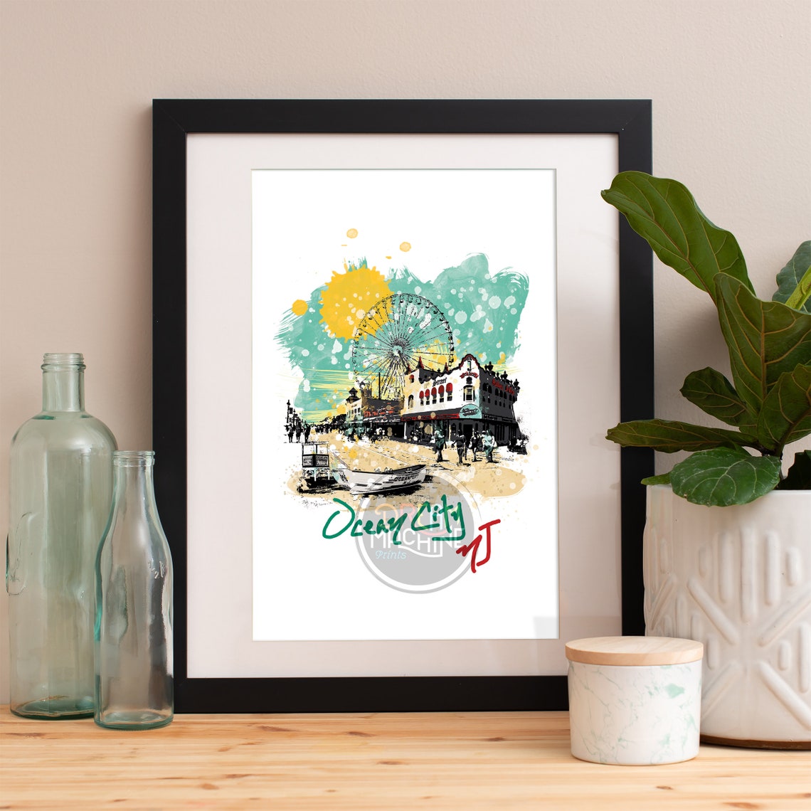 Ocean City New Jersey Print Ocean City New Jersey Skyline Ocean City New Jersey Art Ocean City New Jersey Poster Ocean City New Jersey