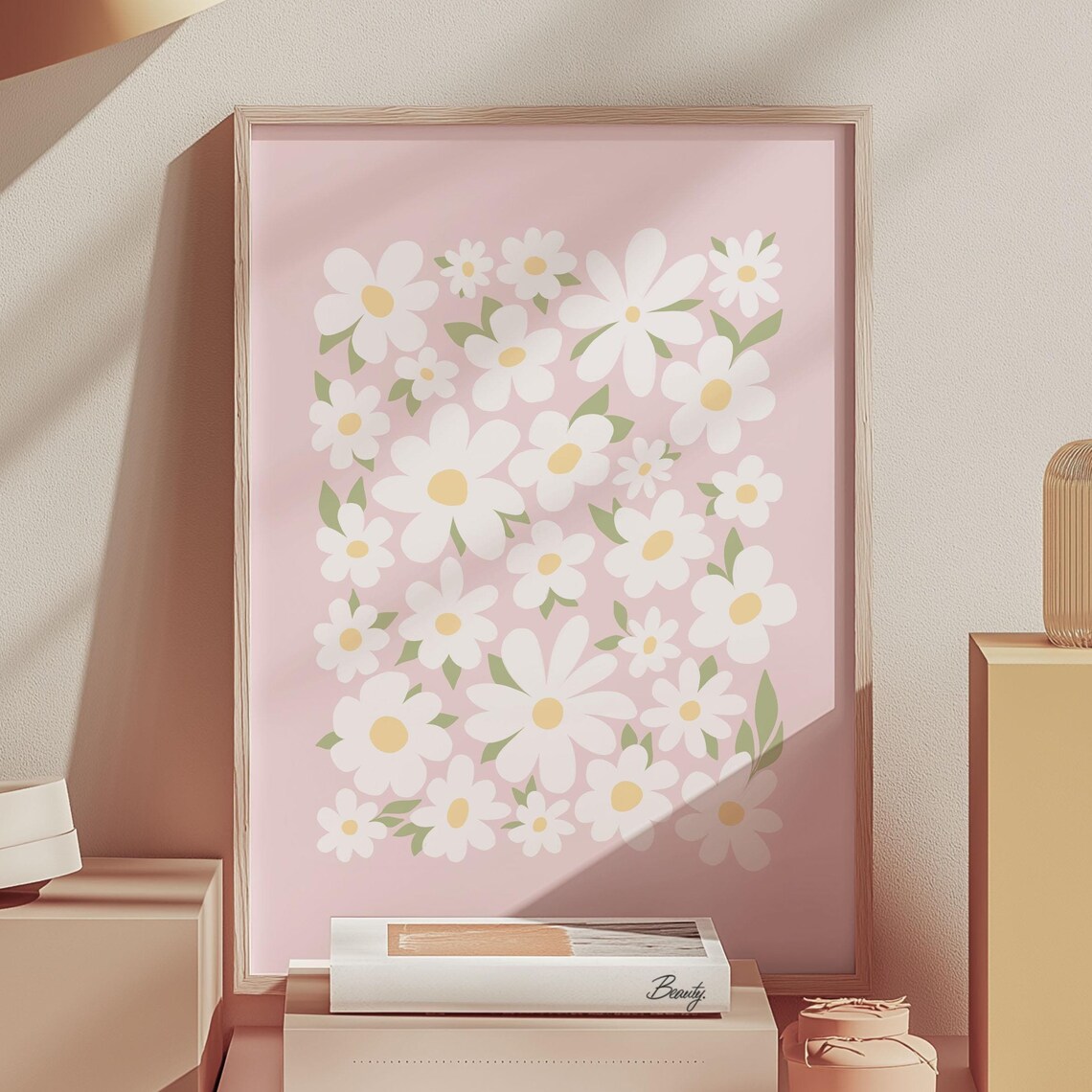 Pink Daisy Boho Flower Art Print, Nursery Decor - Image 2