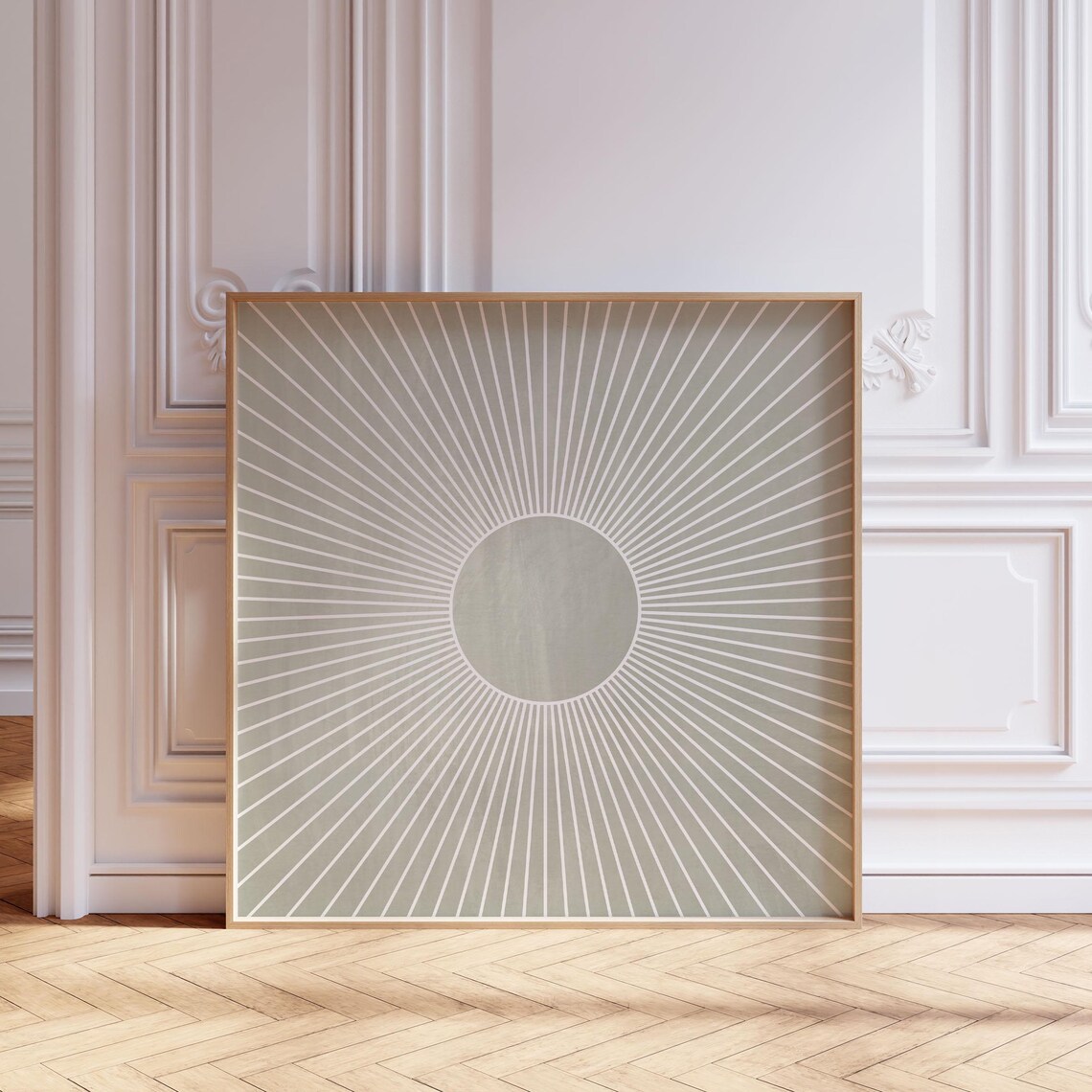 Sage Green Sunburst, Mid-Century Modern Art Print