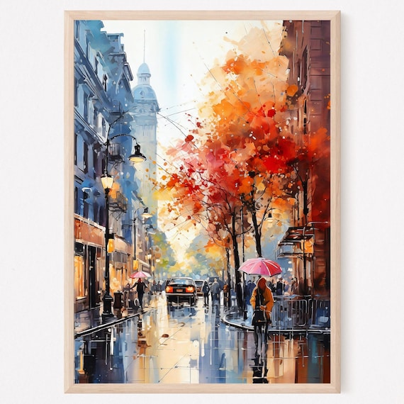 Watercolor New York City Art Print Bohemian Nyc Street Scene