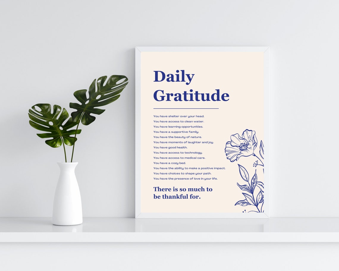 Daily Gratitude Botanical Thankful List Minimalist Quote Poster - Image 3