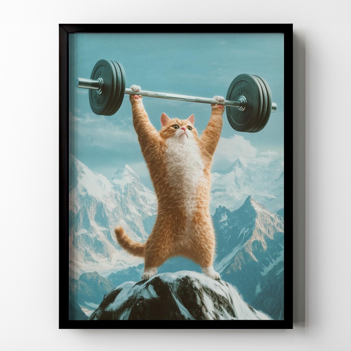 Funny Cat Gym Poster Print, Fitness Room Decor