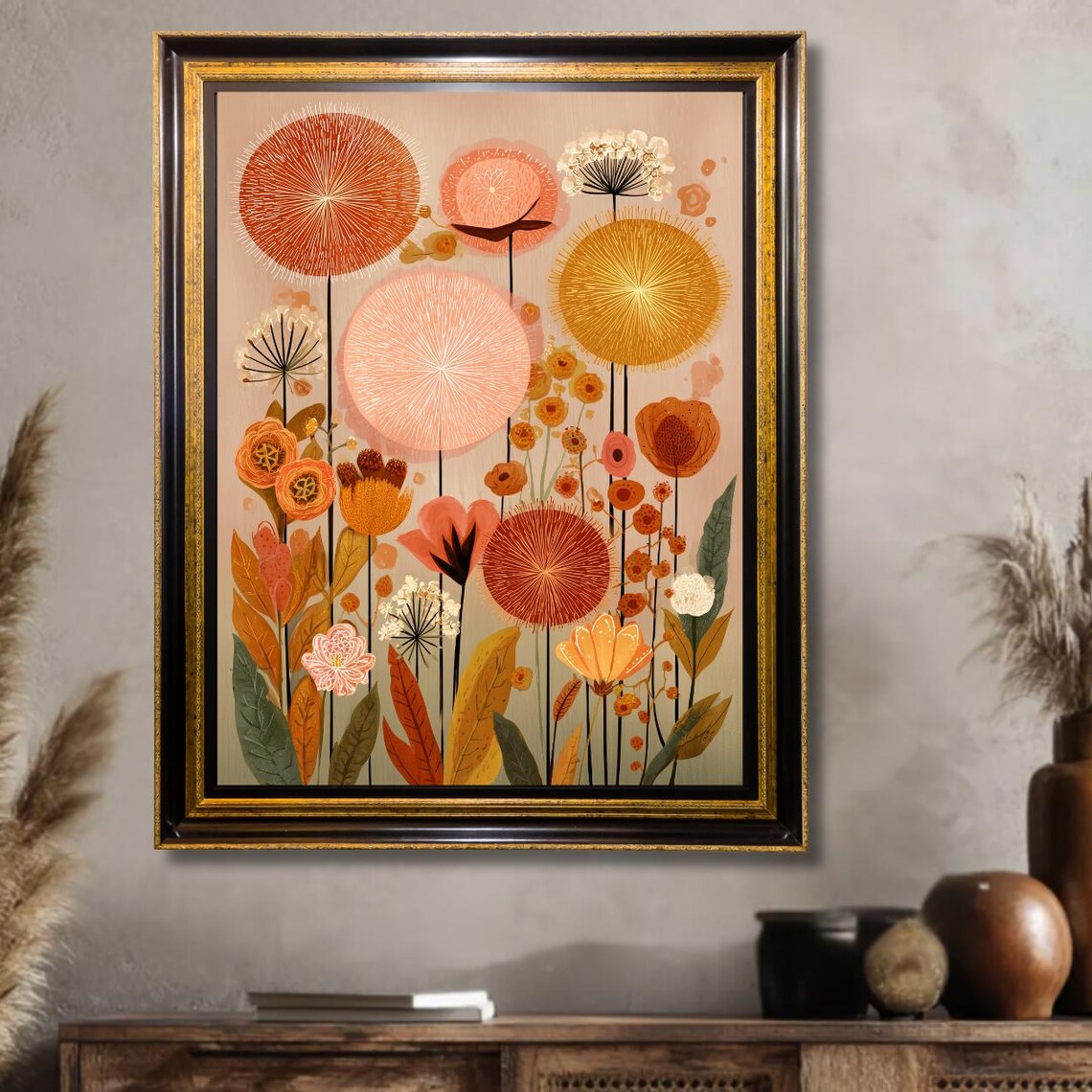 Abstract Floral Print Botanical Wall Art Modern Flower Boho Decor Instant