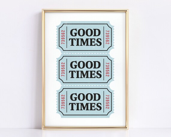 Nostalgic Good Times Vintage Ticket Stub Pastel Blue Retro Poster