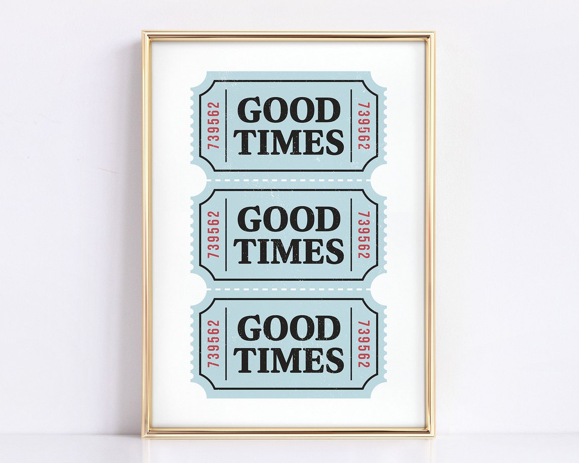 Nostalgic Good Times Vintage Ticket Stub Pastel Blue Retro Poster