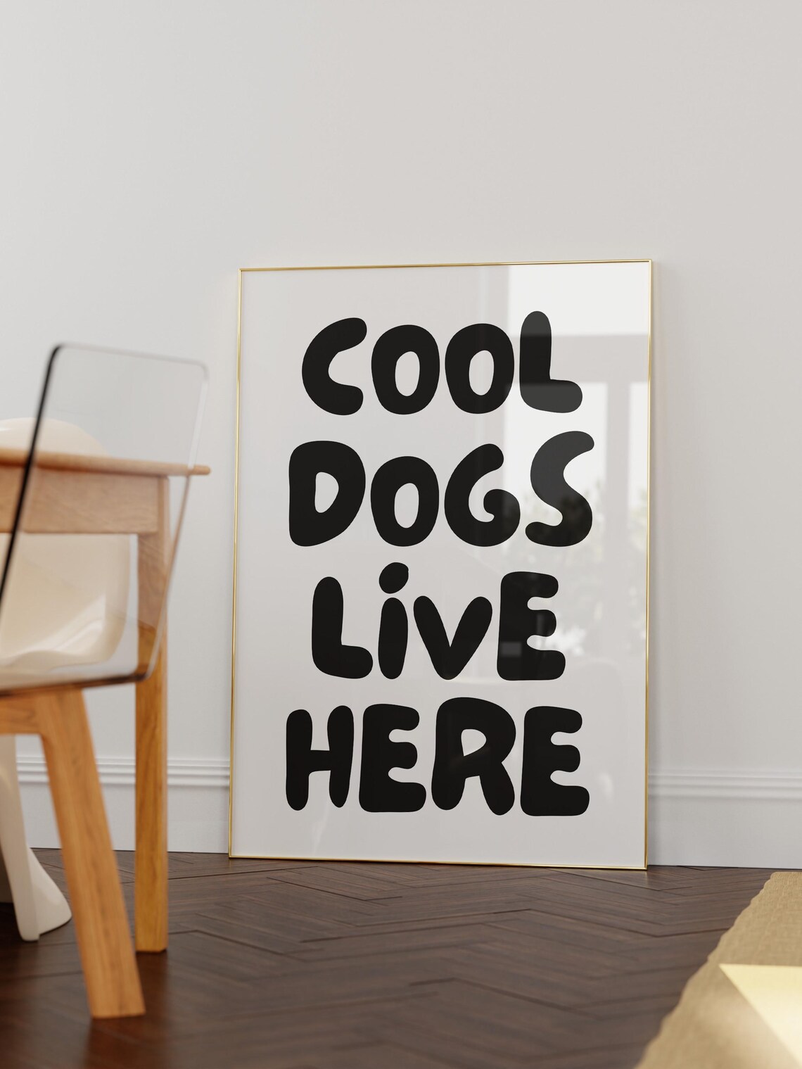 Cool Dogs Live Here Black Bubble Letter Fun Dog Quote Poster