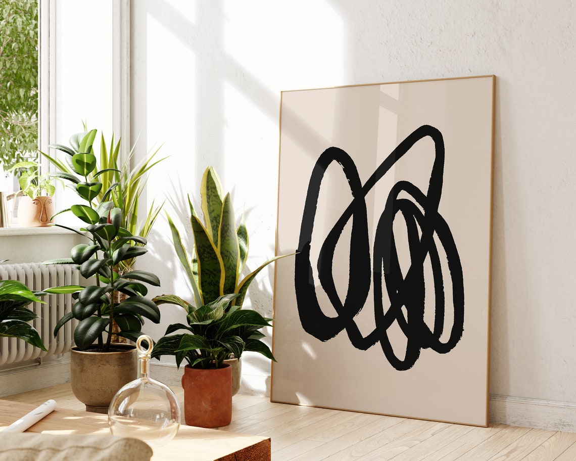 Hand Drawn Bold Black Scribble Loop Abstract Line Art Poster - Image 3